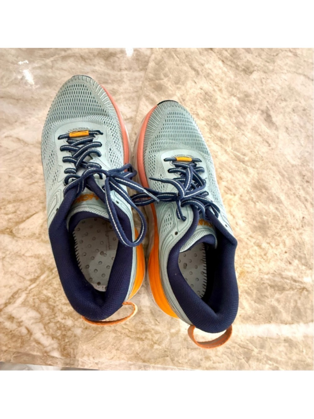Women's Hoka Athletic Shoes Size 8 Light Blue Orange, insert missing - Picture 7 of 9